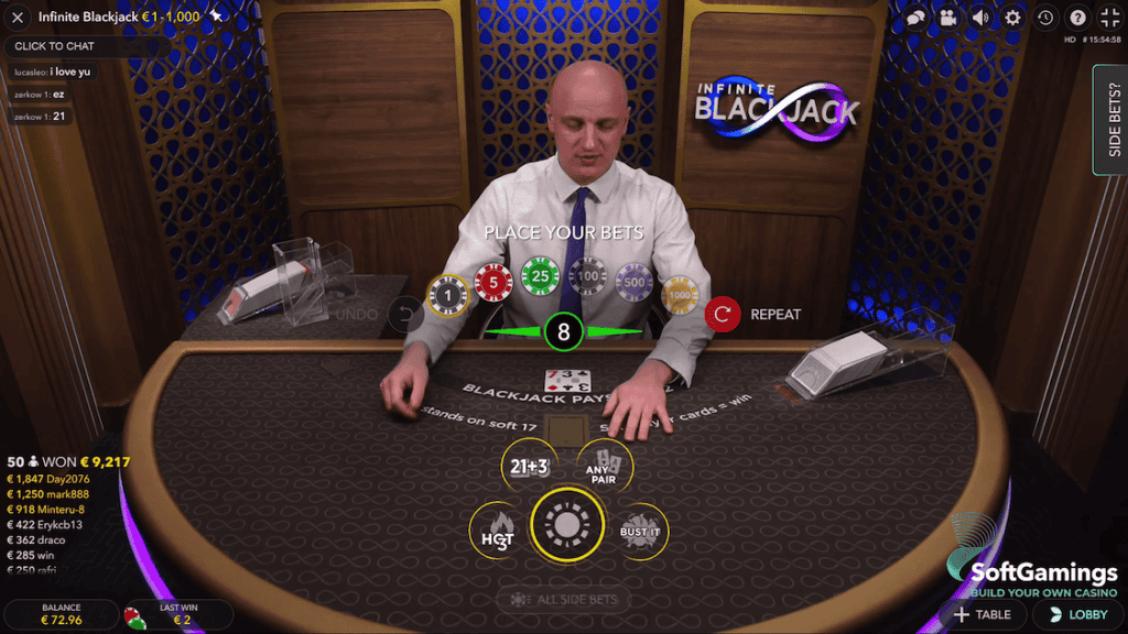 Infinite Blackjack by Evolution Gaming